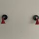 Pair of red metal wall lights AGE, 1970s, Italy