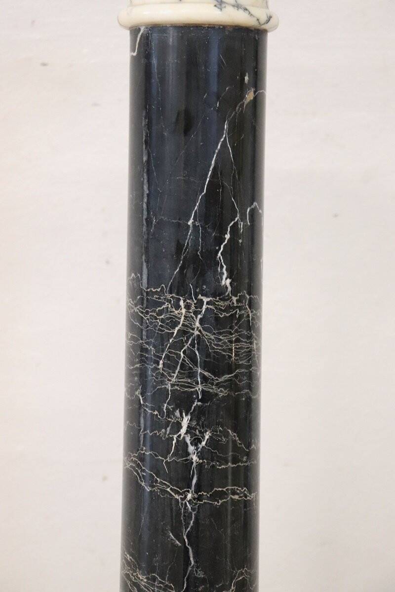 Antique black and white marble column, Italy, late 19th century