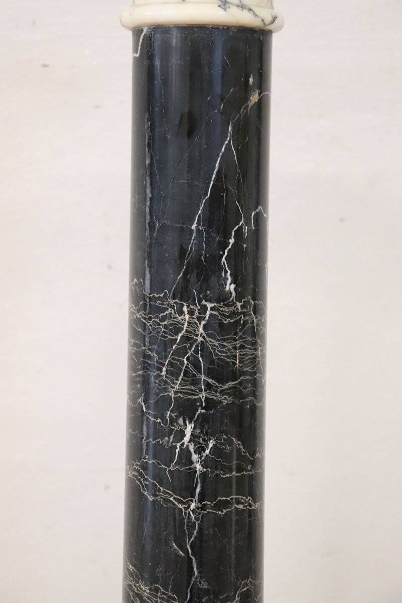 Antique black and white marble column, Italy, late 19th century