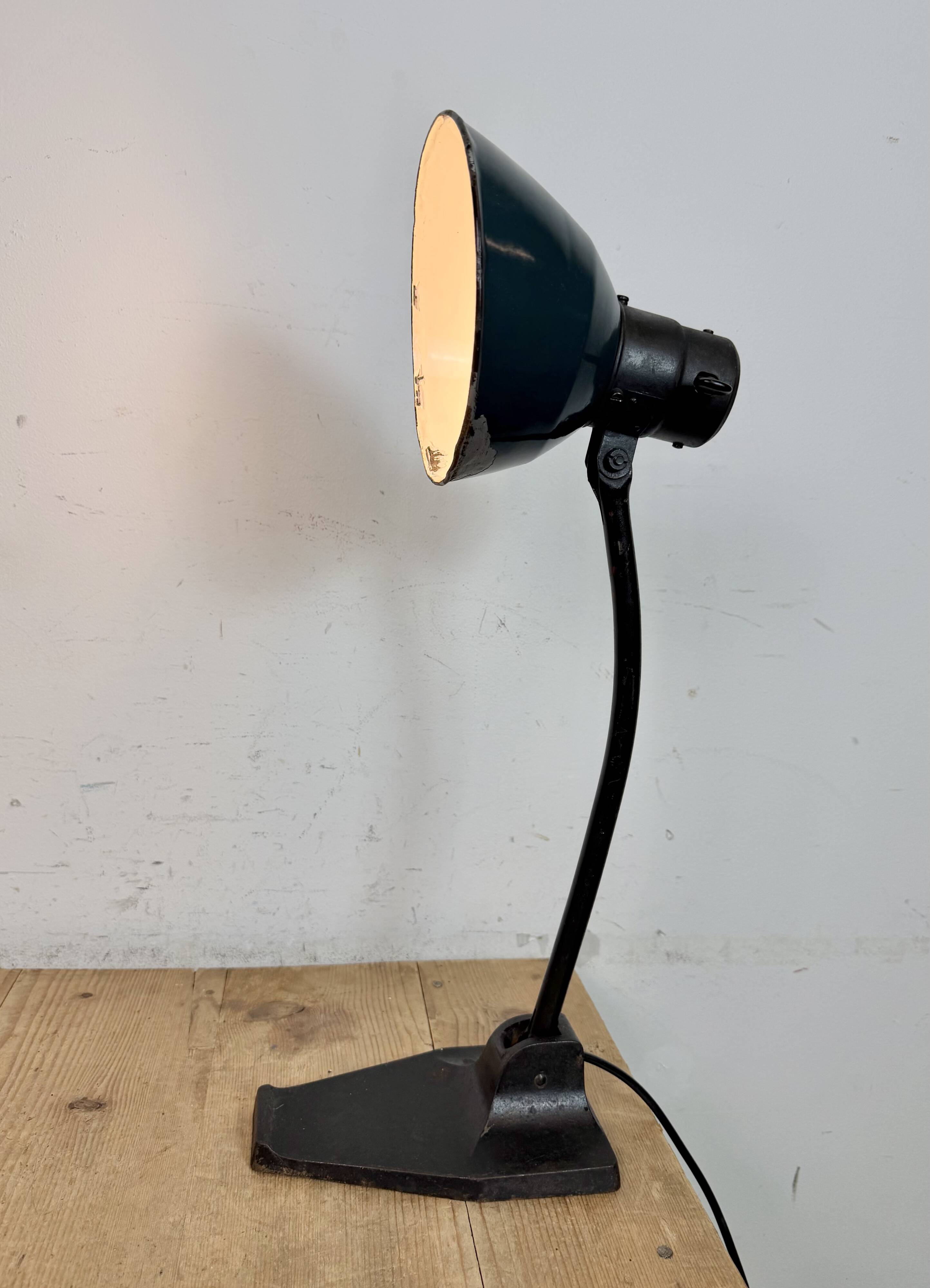 Vintage German Bauhaus Petrol Enamel Table Lamp from Schaco, 1930s
