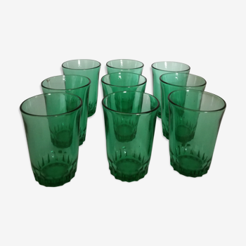 Série de 9 verres vert