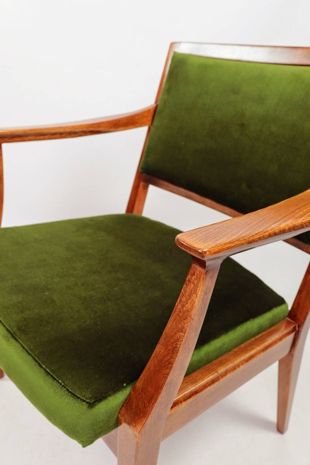 Vintage green mohair armchair eclectic style