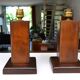 Pair of Art Deco lamps in solid mahogany