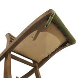 Ancien Repose Pied A Bascule Tissu Vert Et Bois Vintage Déco
