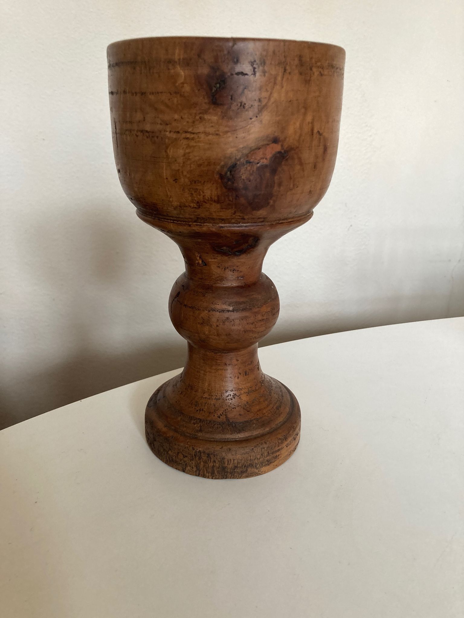 Pot cover 19th neo classic solid wood turned H24cm