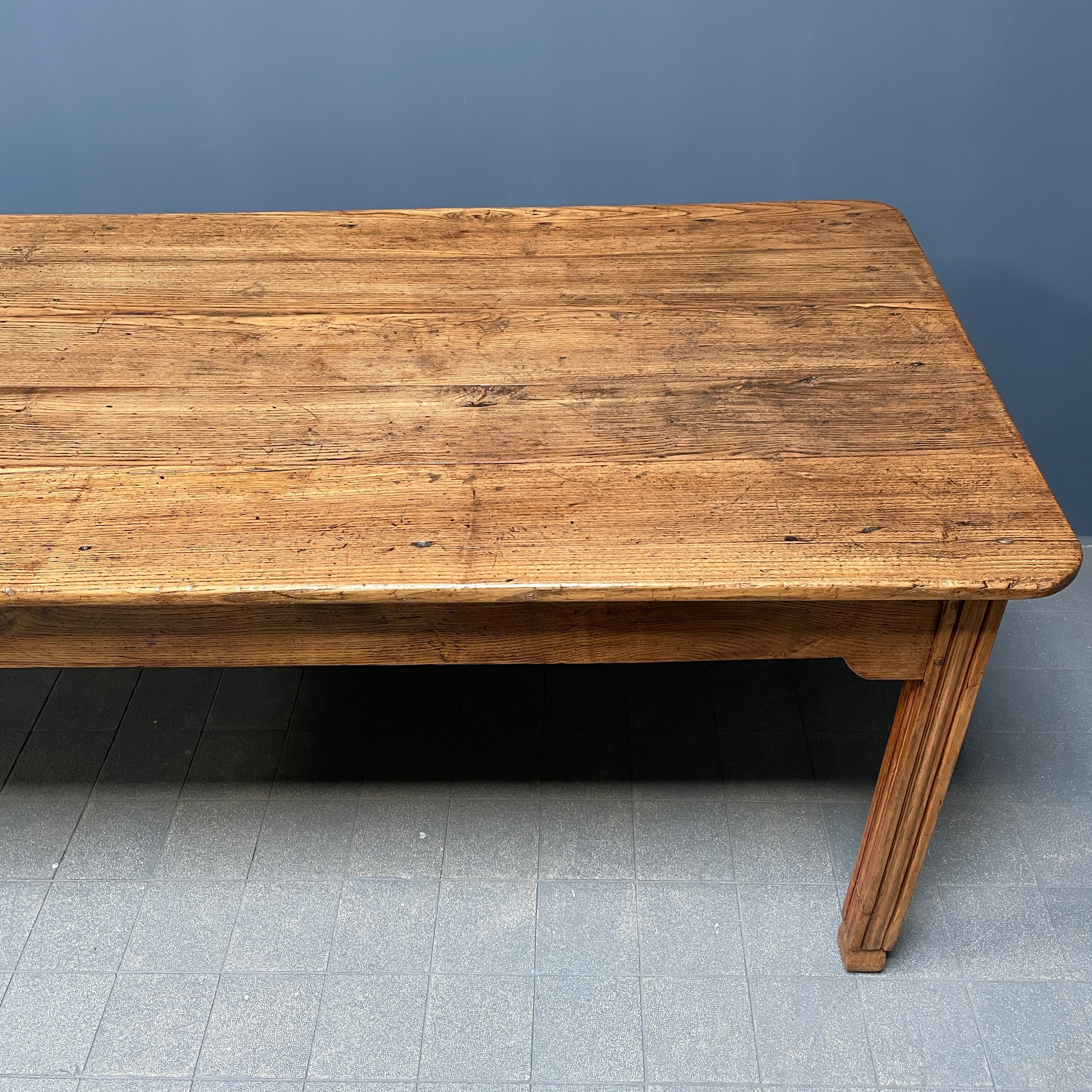 Large oak farmhouse table from France, early 1900s