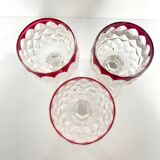3 Baccarat Crystal Wine Glasses - Juvisy Red Model