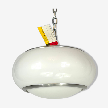 Stilux Milano, white perspex and aluminum ceiling lamp from 60s