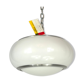 Stilux Milano, white perspex and aluminum ceiling lamp from 60s