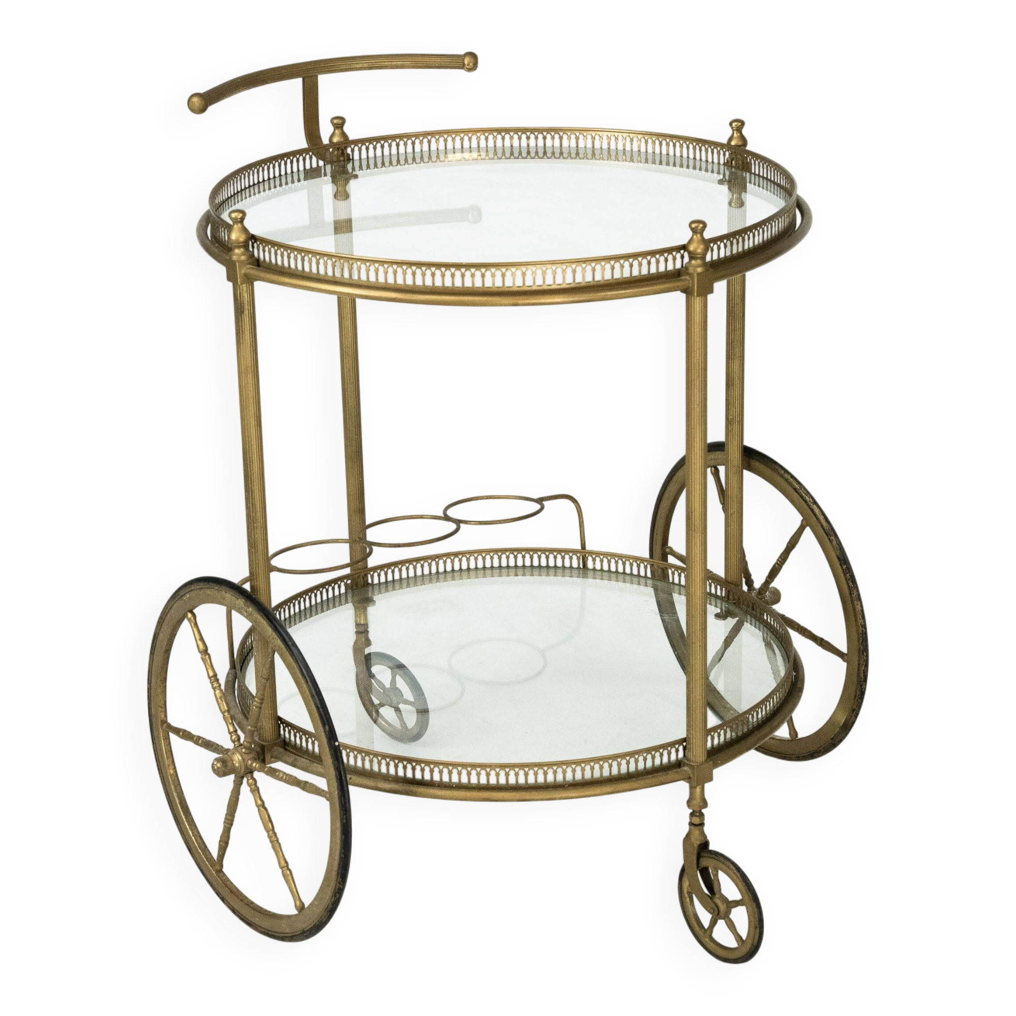 Vintage Brass Bar Cart by Cesare Lacca, Italy, 1950s.