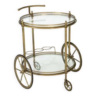 Vintage Brass Bar Cart by Cesare Lacca, Italy, 1950s.