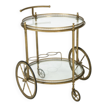 Vintage Brass Bar Cart by Cesare Lacca, Italy, 1950s.