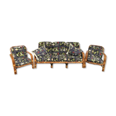 Set in vintage rattan sofa 3-seater seating and 2 seats
