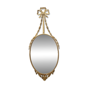 Oval wall mirror with Brass Frame and Ribbon, Italy