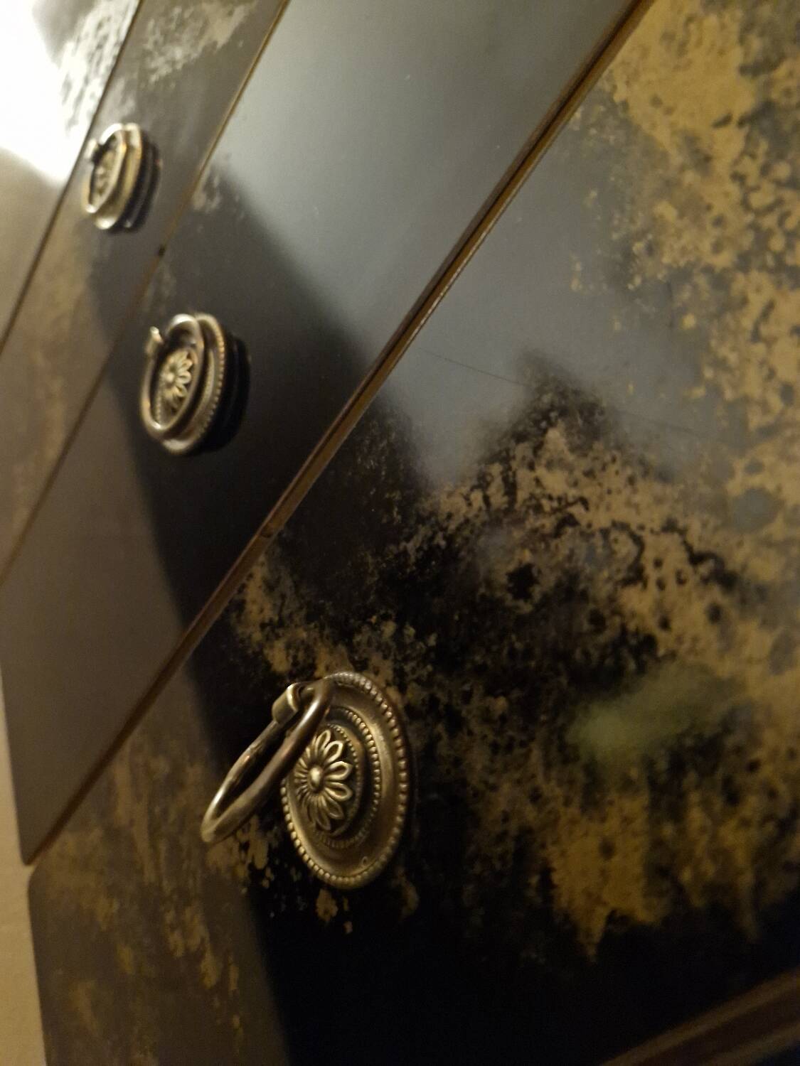 Black and gold lacquered Sanibloc furniture in the style of Maison Jansen, 1970