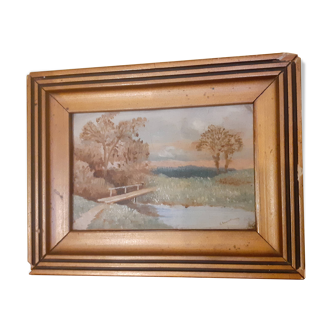 Miniature oil painting 8/3 frame 18.7/14.3 cm