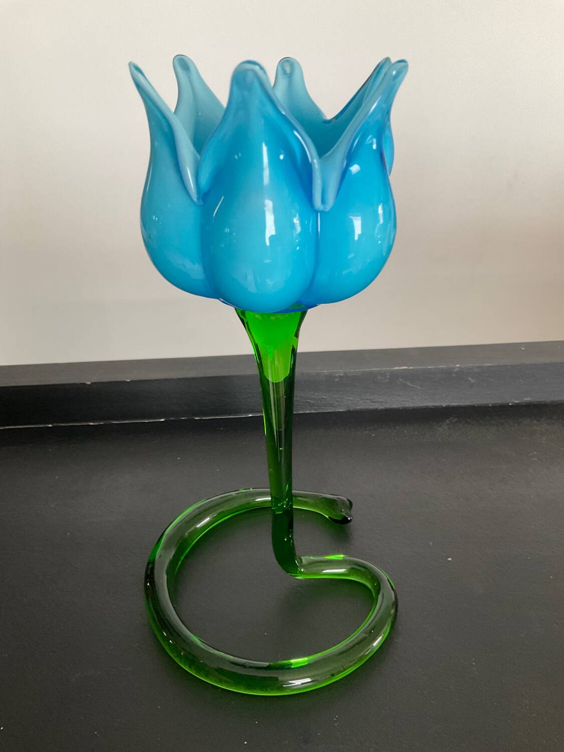 Vintage Murano flower candle holder in glass paste