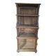 Glass-fronted walnut shelf