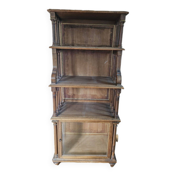 Glass-fronted walnut shelf