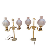 Pair of Napoleon III style lamps with lion heads