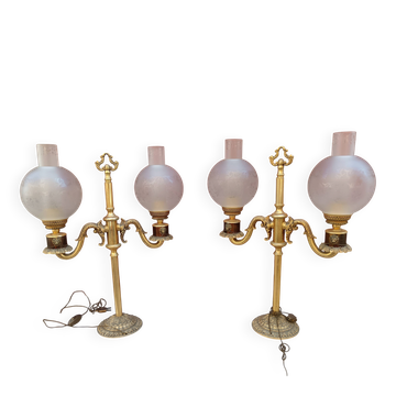 Paire de lampes style Napoléon III à têtes de lions