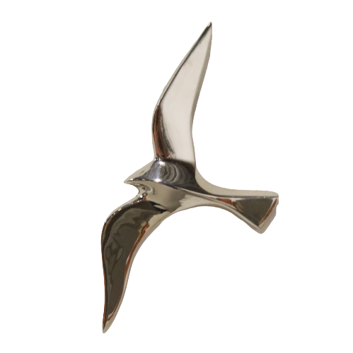 Set of 3 chrome gull birds, 15 - 20 -25 cm