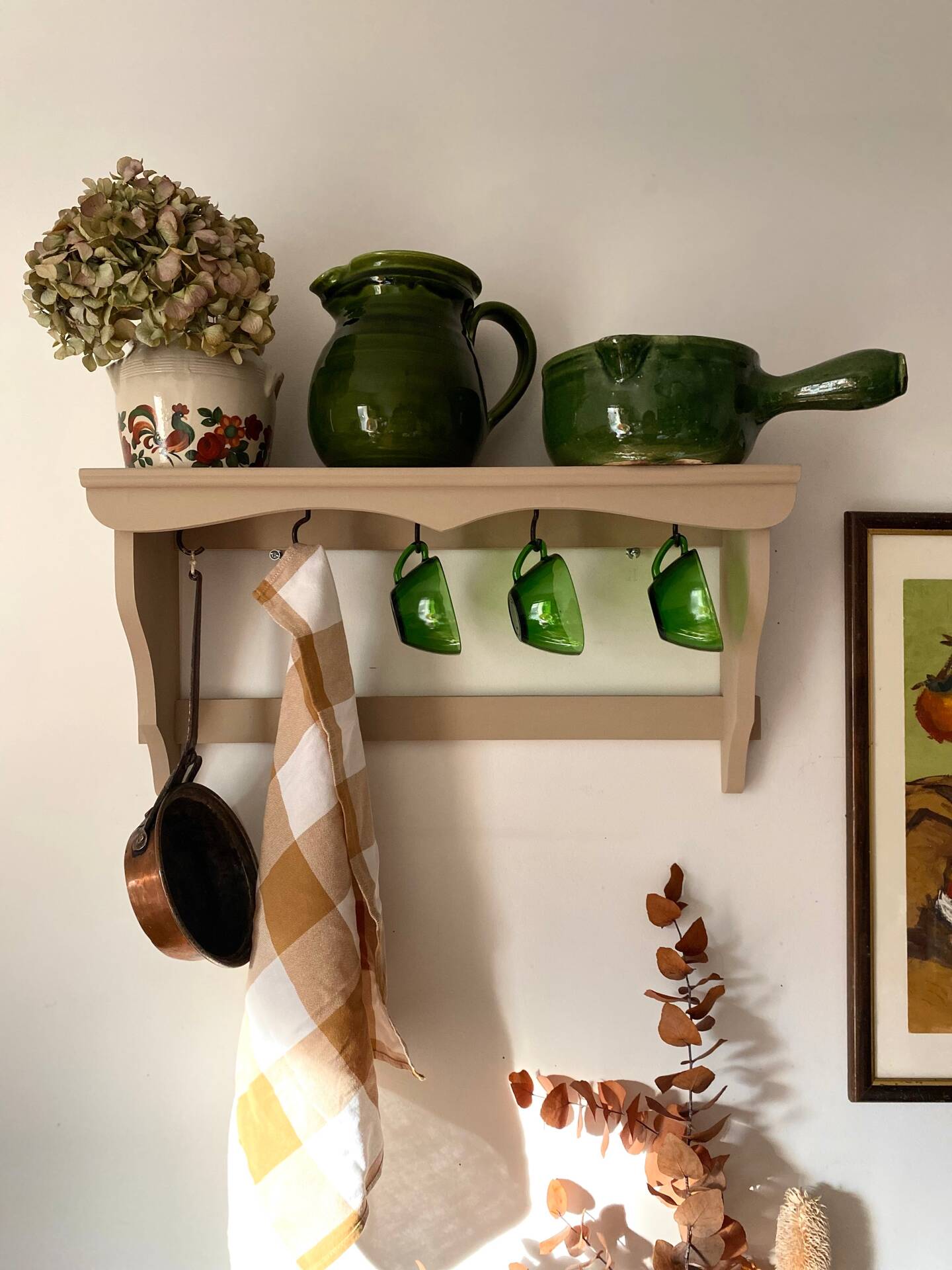 Antique wooden wall shelf