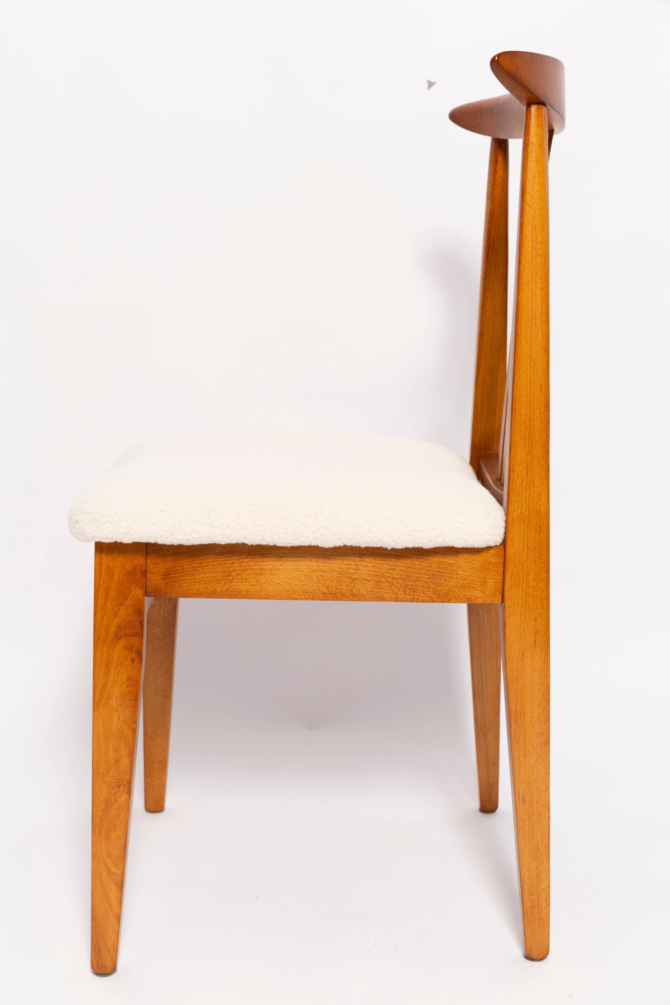 Ivory cream boucle chair mid-century by M. Zielinski, Europe, 1960s