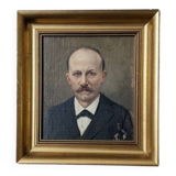 Oil on canvas old portrait gilded wooden frame country decoration