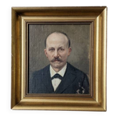 Oil on canvas old portrait gilded wooden frame country decoration