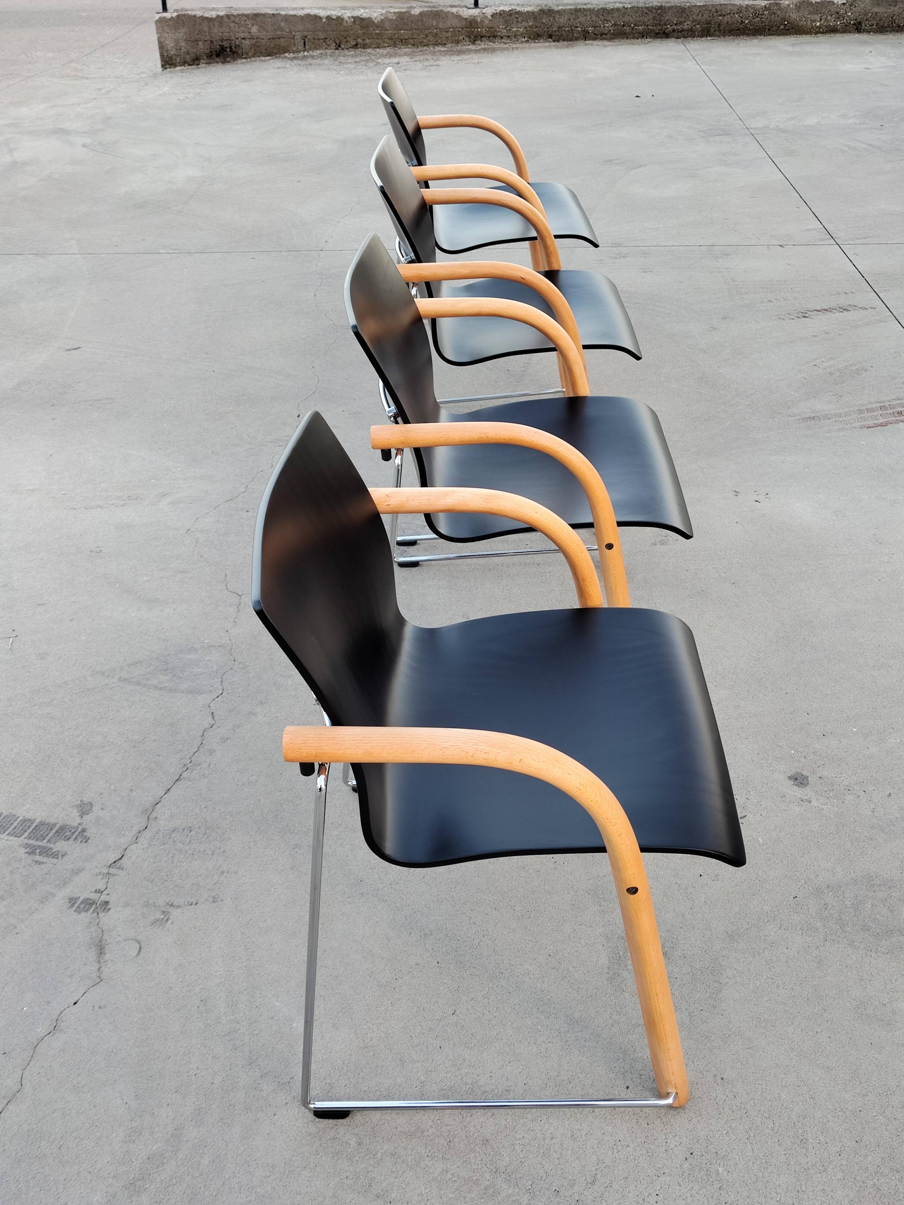 Set of 4 Thonet chairs model S320 renovated by Wulf Schneider and Ulrich Bohme, 1984