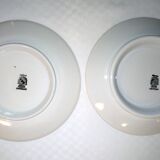 2 presentation plates floral service Sarreguemines Digoin bordered gold