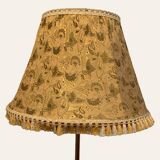 Brass tripod floor lamp with golden pompom lampshade 1960