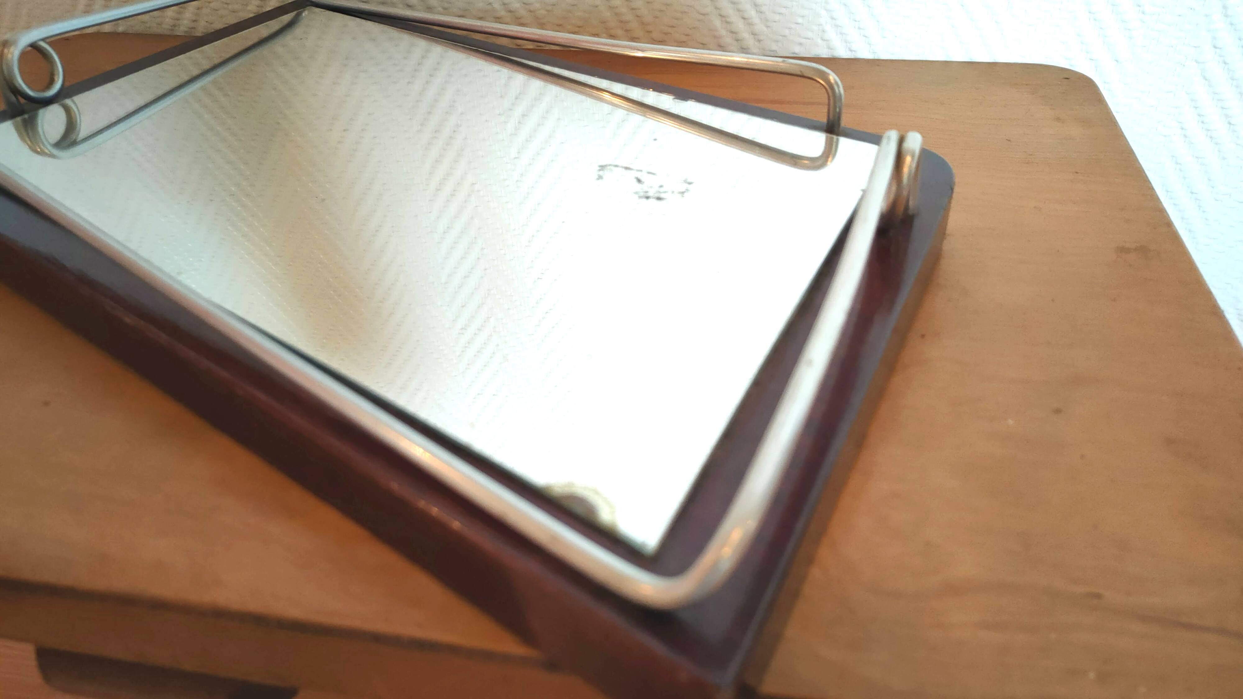 Mirror top free form wood and metal 60s