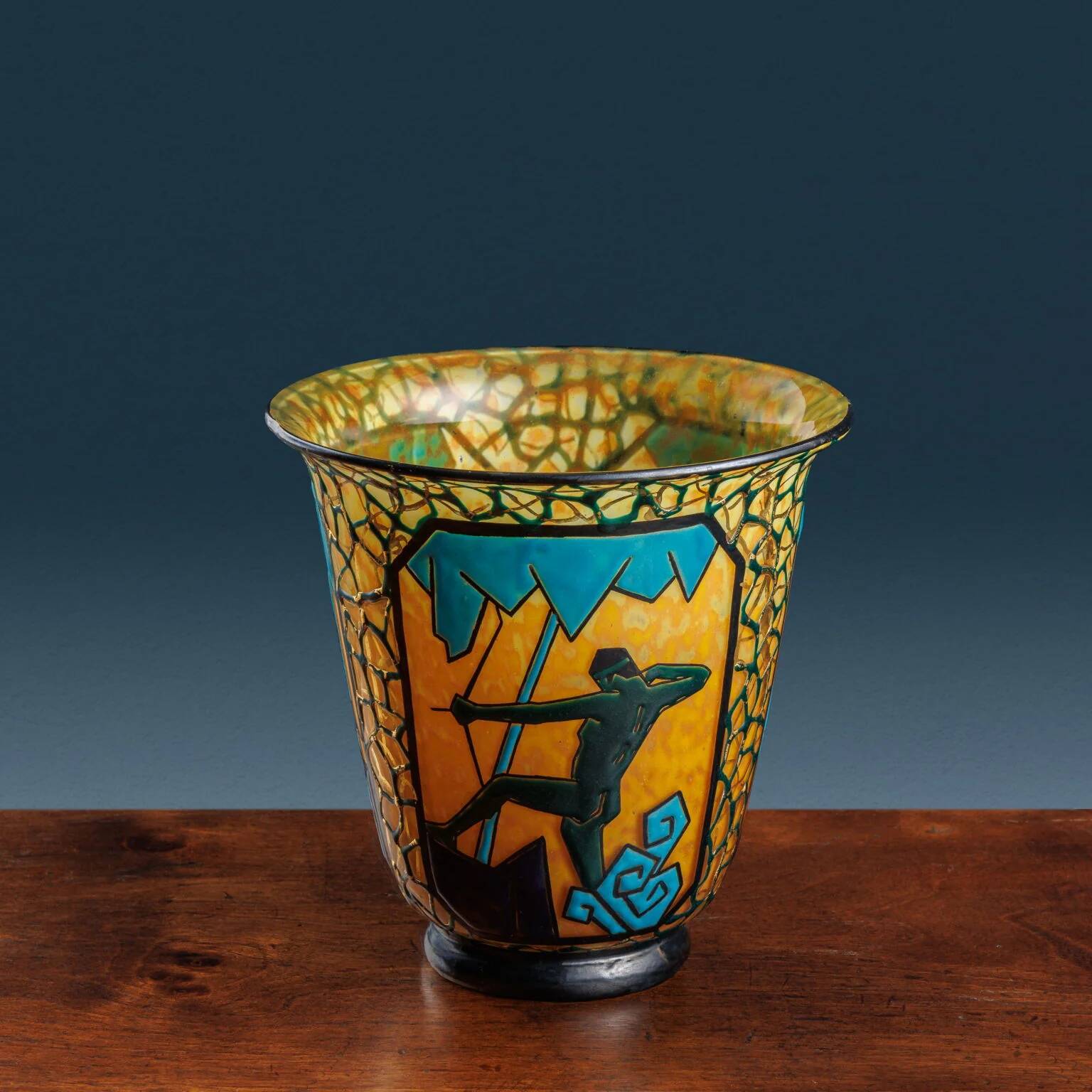 "Archer and stag" vase in glass by Marcel Goupy, Paris 1925-28