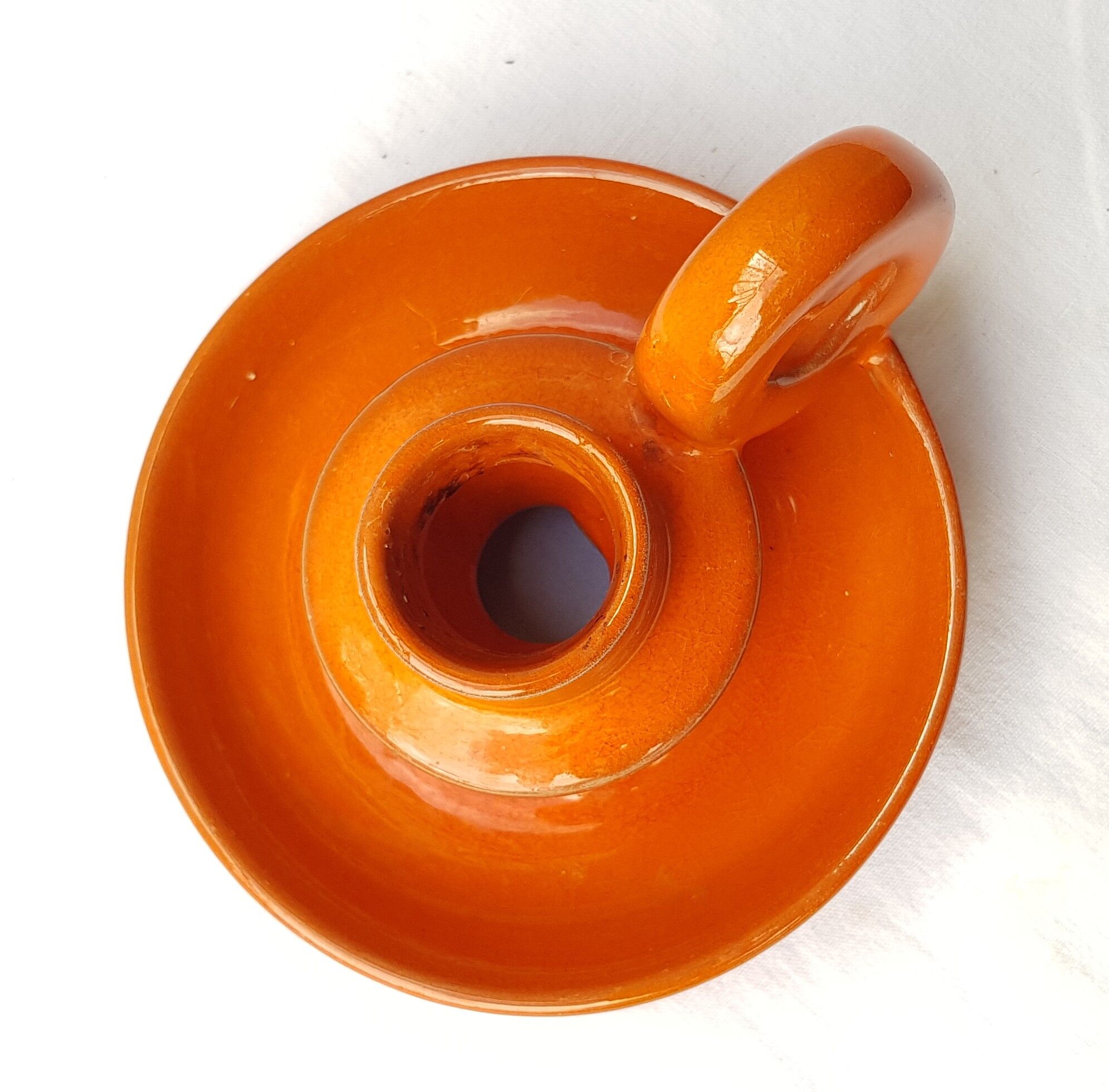 Ceramic candlestick orange 70 's