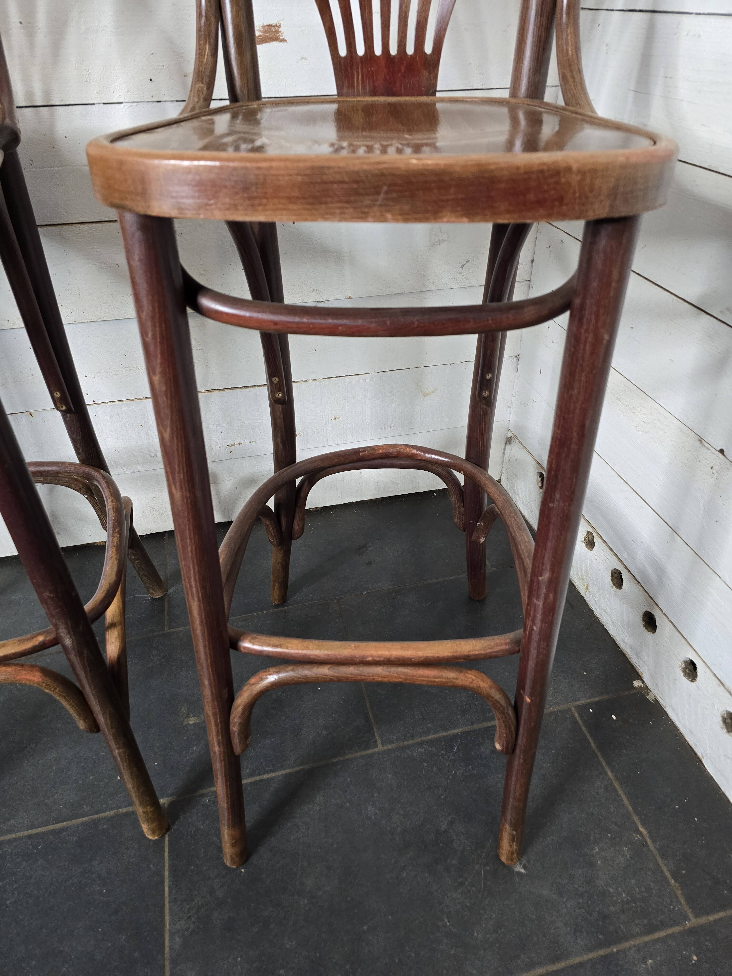 Pair of bistro stools with backrest