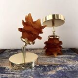 Pair of amber tulip wall sconces