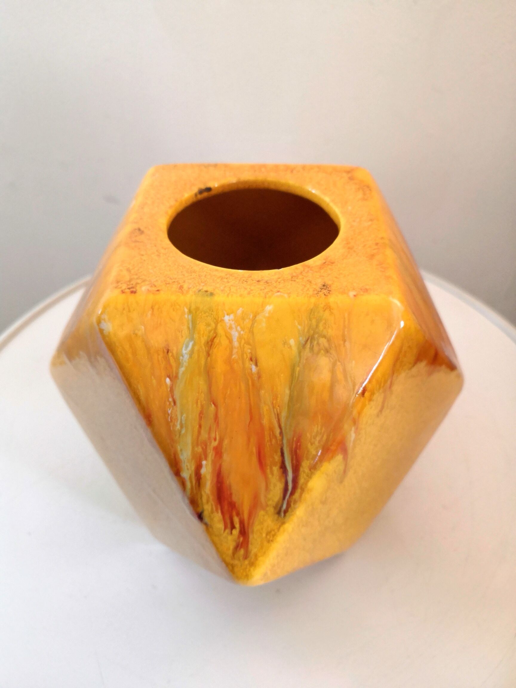 Ceramic vase shape geometric design 70s