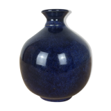 Ball vase, blue ceramic, signed