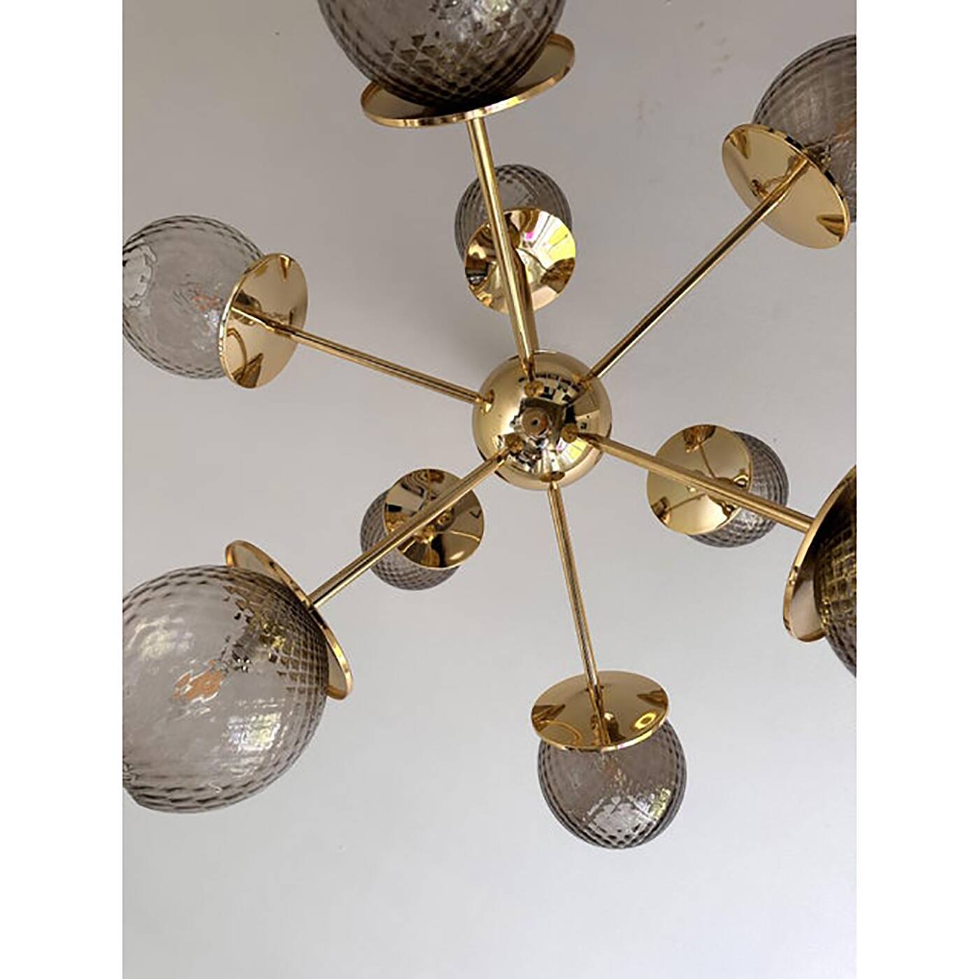 Contemporary Italian Gold Chandelier Sputnik in Style Murano Glass Smoked "