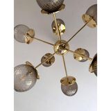 Contemporary Italian Gold Chandelier Sputnik in Style Murano Glass Smoked"
