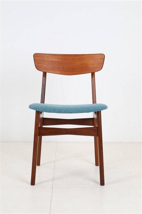 Set of 4 reupholstered Danish teak chairs, 1960s
