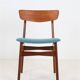 Set of 4 reupholstered Danish teak chairs, 1960s