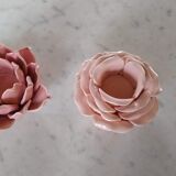Pink artichoke-shaped candle holder in slip