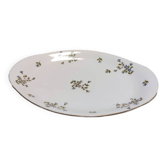 Plat en porcelaine de limoges - motif floral bleuet et liseré doré - charme vintage pour votre table