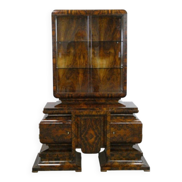 Art Deco Display Cabinet in Walnut