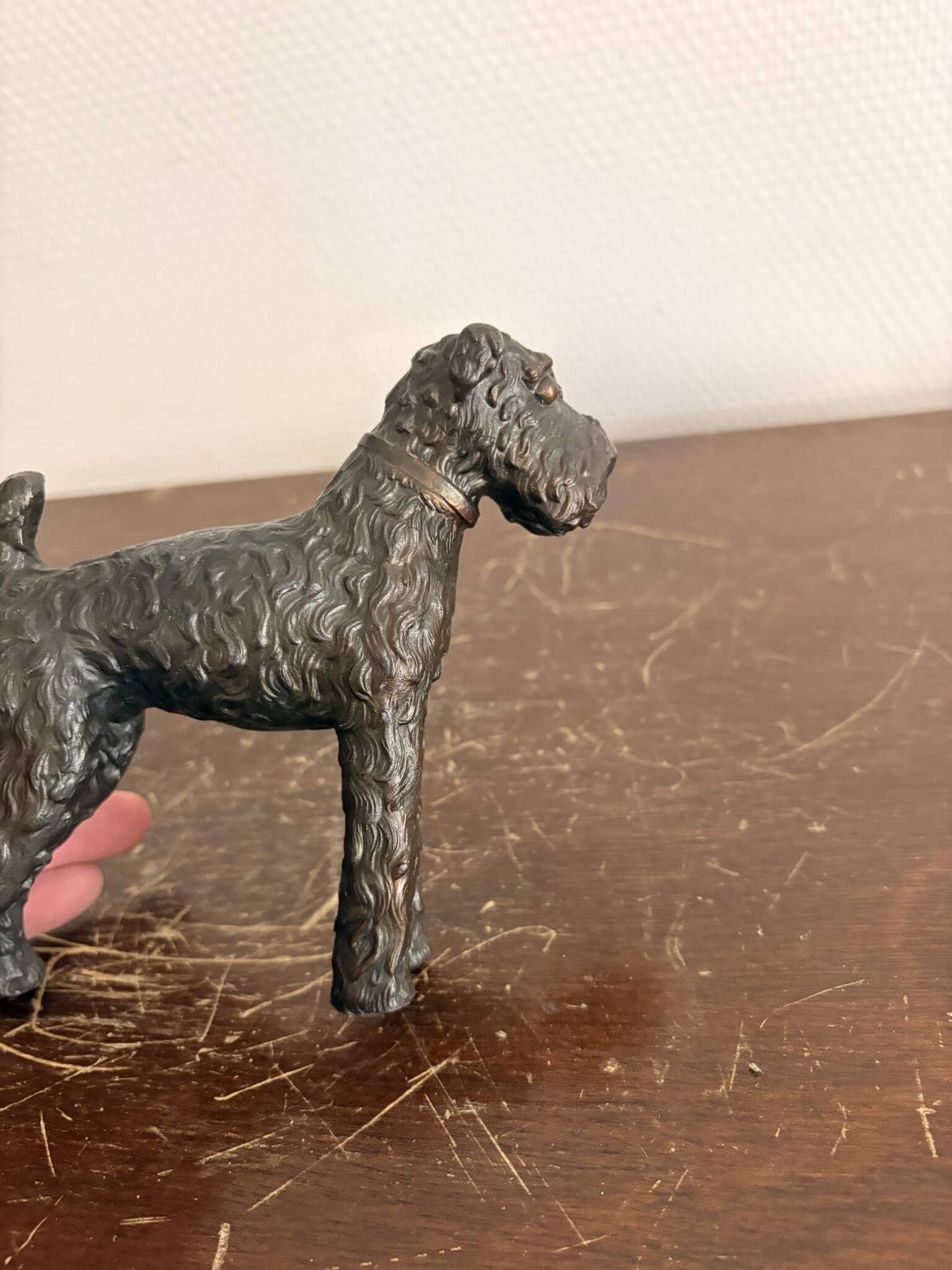 Antique Sculpture Airedale Terrier Welsh Regule Art Deco 1930