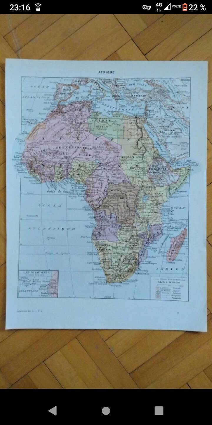 Old geographical map of Africa