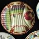 French antique asparagus plates in majolica